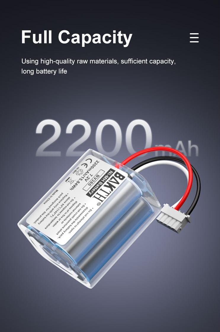 7.2V 2200mAh Nickel Metal Hydride Battery Pack Robotic Vacuum Cleaner Use 15.84wh