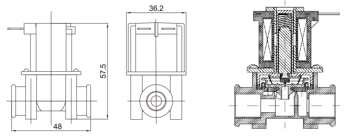 Main Dimension of RO Solenoid Water Valve: