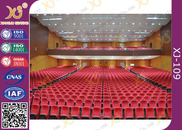 Church Building Hall / Auditorium Chairs With Tablet For Drink East African