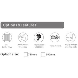 Black Kitchen Ventilating Fan Slim Profile Range Hood Wall Mounted