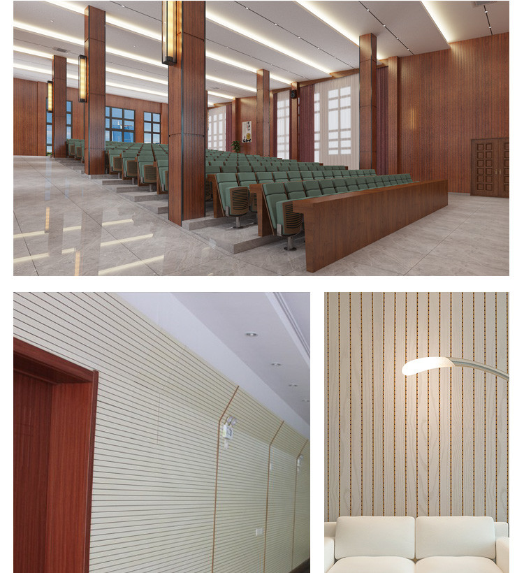 Wood Plastic Composite PVC Wood Veneer Sound Proofing Panels Customized