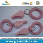 Solid Pink Polyethylene Wrist Strap Tether W/Whistle Promotional Gift