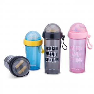 China New design Tritan Sport Gym Plastic Water Bottle double drink dual-use personality water cup milk Cup Bpa Free factory