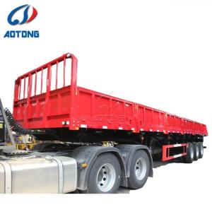 China Truck Trailer Three Axle 80 Ton Side Wall Drop Deck Fence Stake Cargo Semi Trailer factory
