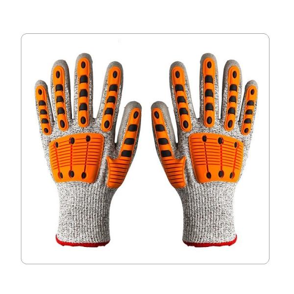 Wood Working HPPE Cut Level 3 Impact Mechanics Gloves With Grey PU Dipping On