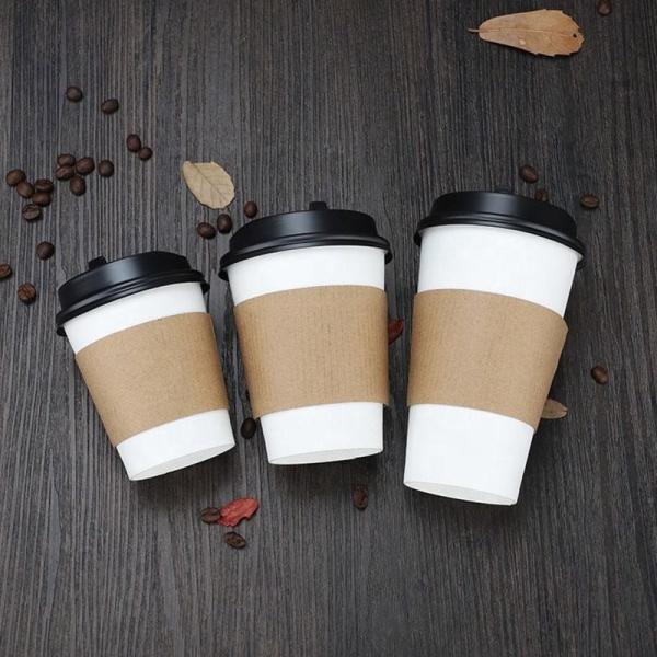 Custom Logo Corrugated Cardboard Paper Cup Jacket for Hot and Cold Drinks Kraft