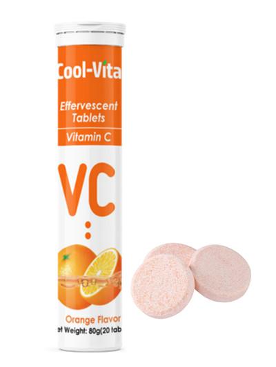 Round Vitamin C 1000mg Effervescent Tablets , Private Label Vitamin C Fizzy