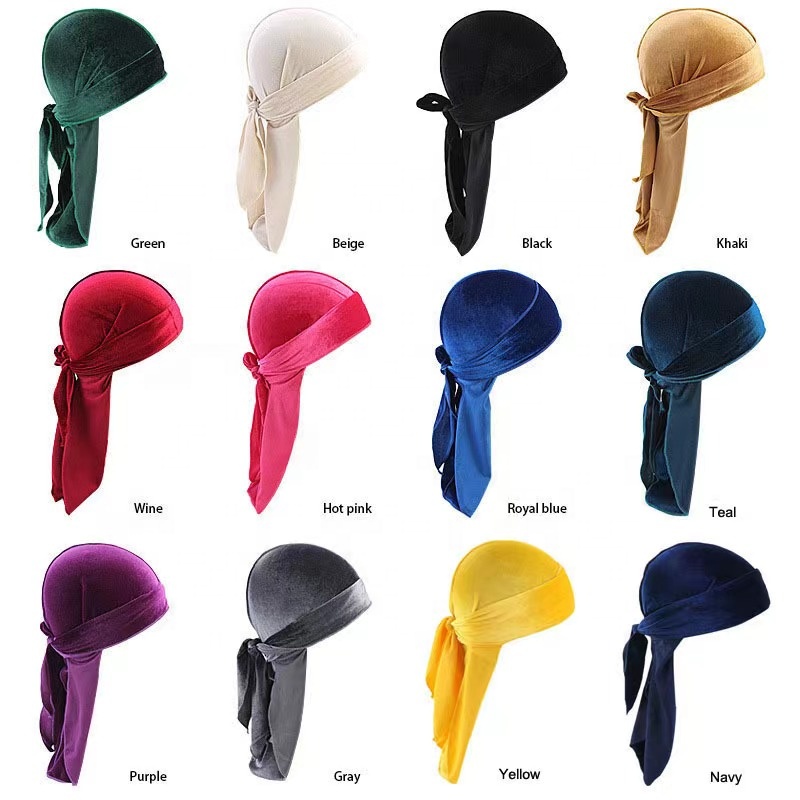 360 Waves Silk Durag Headcover Custom Logo Velvet Wave Cap