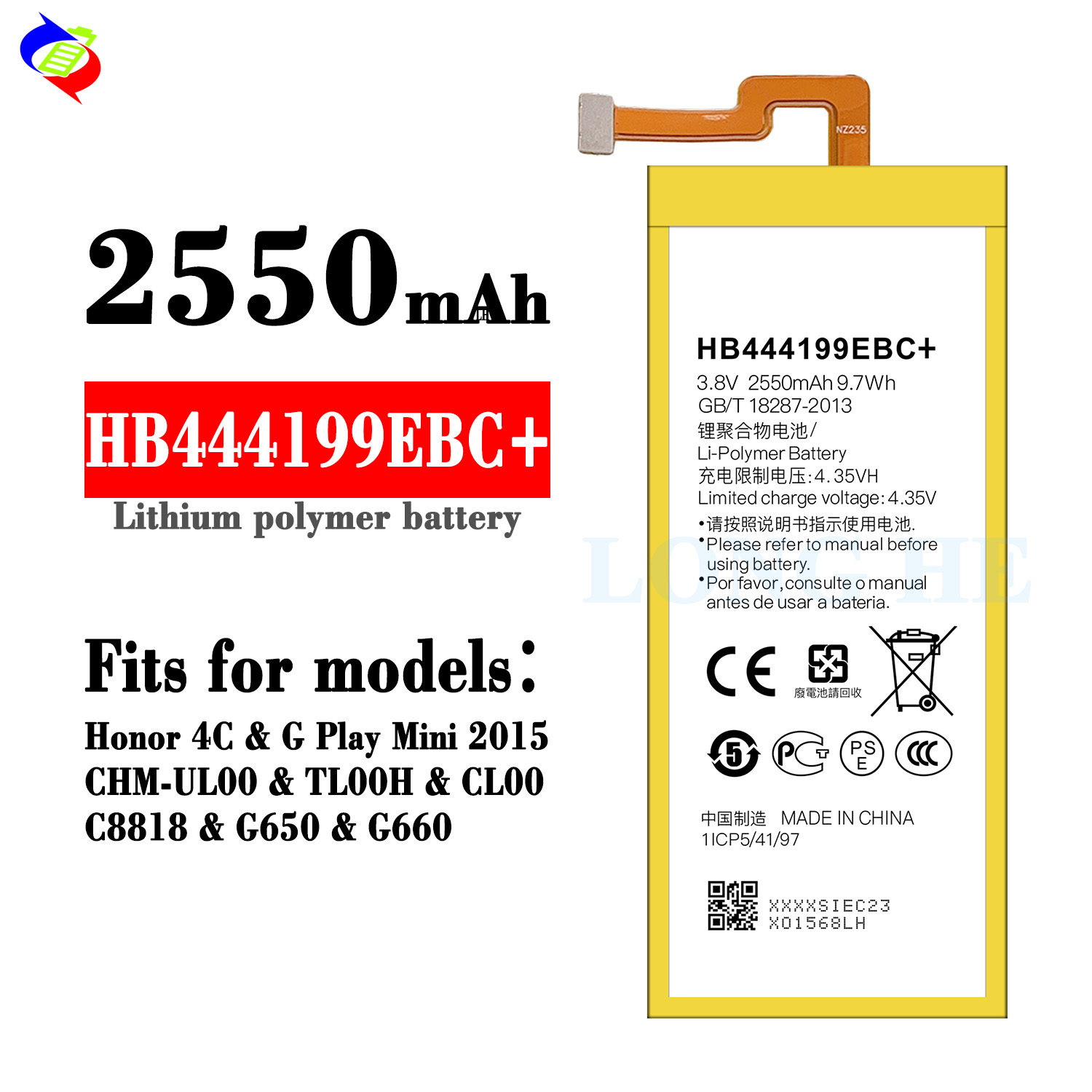 Powerful WIFI Battery HB444199EBC for HUAWEI Honor 4C G Play mini C8818 Cell Phone