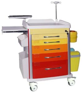 China Colorful 5 Locking ABS Drug Storage Medical Trolley With Drawers factory