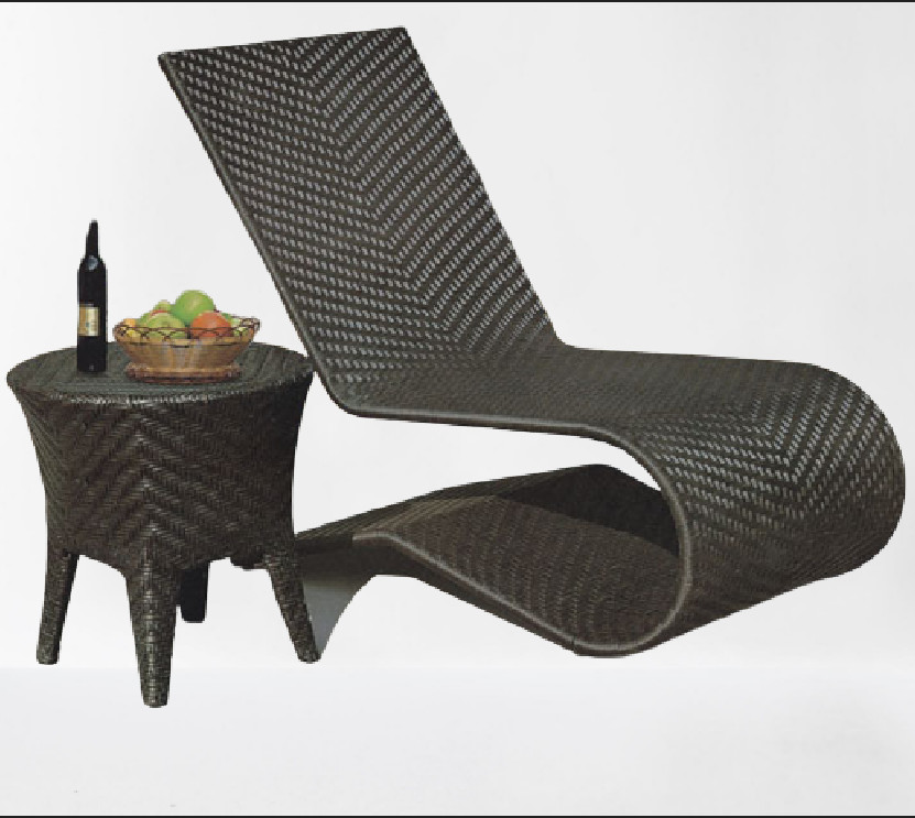 Wicker rattan Garden lounge chair Outdoor aluminum swimming pool chair beach sun bed pool chaise lounge---6135