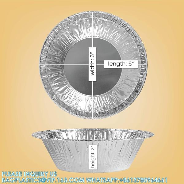 6.5'' Inch Round Tin Foil Pans Disposable Aluminum, Freezer & Oven Safe - For