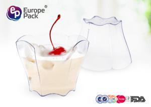 China Clear Plastic Dessert Cups 2.5Oz Flower Shape Dessert Cups 70Ml For Party And Wedding factory