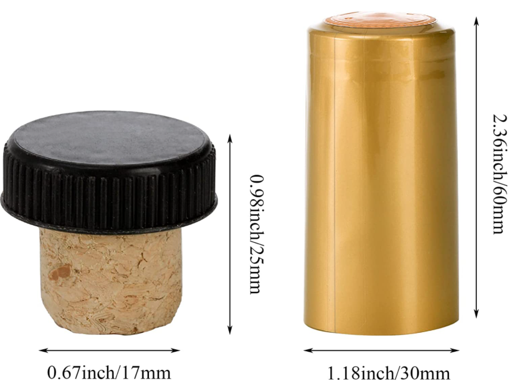 Wine Bottle Cork Black Plastic Top Gold PVC Shrink Capsule Custom Order Accepted