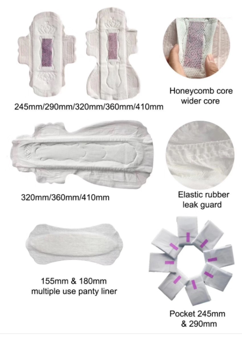 Waterproof PE Back Sheet Dry Surface Female Sanitary Napkin