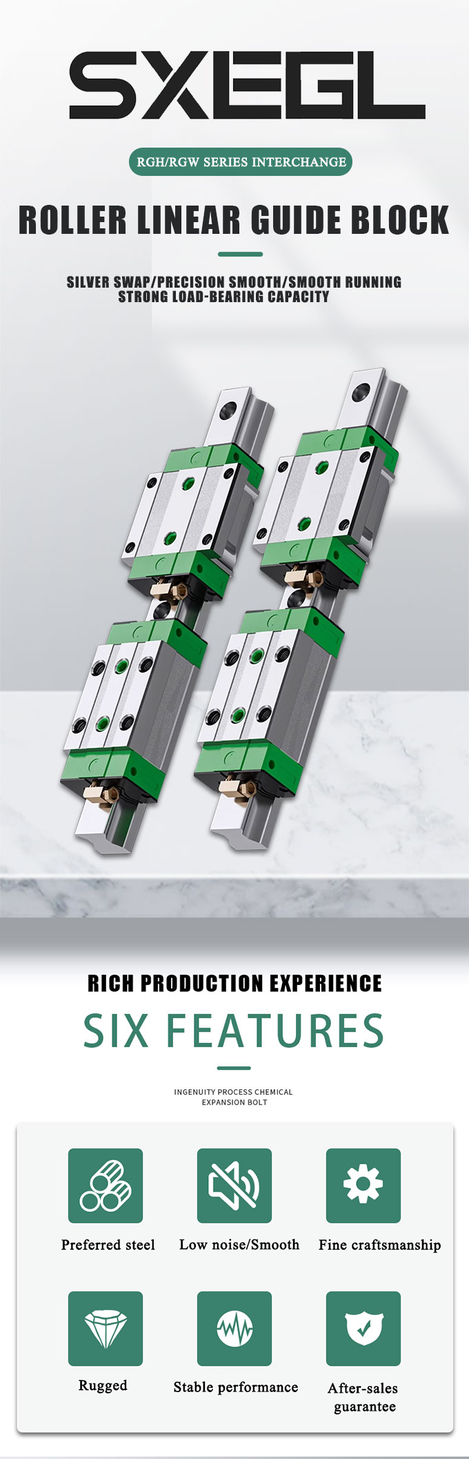 High Speed Recirculating Ball Linear Guide 15mm63mm Linear Rail Guide Slide Preload Adjustable