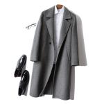 Pure Wool Men's Double-Sided Cashmere Coat Mid-Length Trench Jacket for Casual