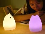 USB Charge Carton Silicone Night Light Multicolor Cute Cat Silicone Soft Nursery