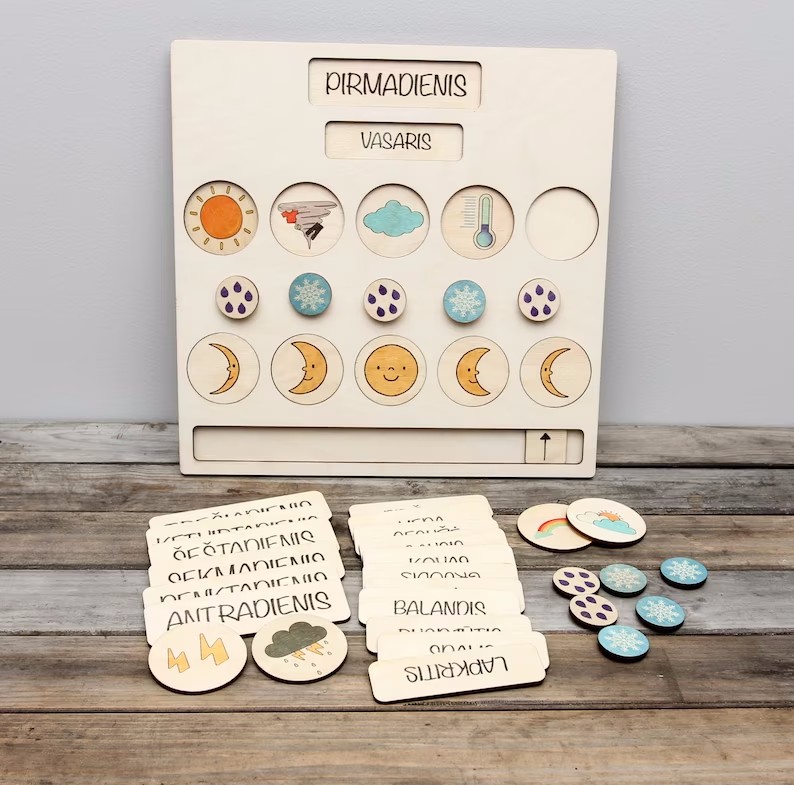 Weather Wooden Calendar Waldorf Learning Homeschooling Daily Calendar Chart