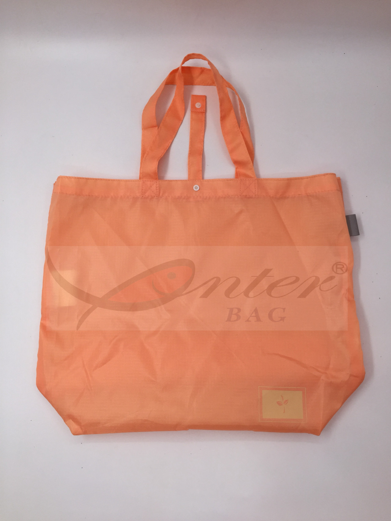 Orange Ripstop Waterproof Reusable Folding Shopping Bags OEM / ODM Available