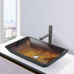 Gradient Brown Glass Bathroom Wash Basins Non Porous Dynamic Vessel Sink