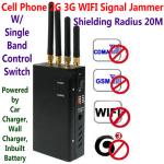 4 Antenna Portable Cell Phone GSM 3G WIFI Signal Jammer Blocker W/ Single Band