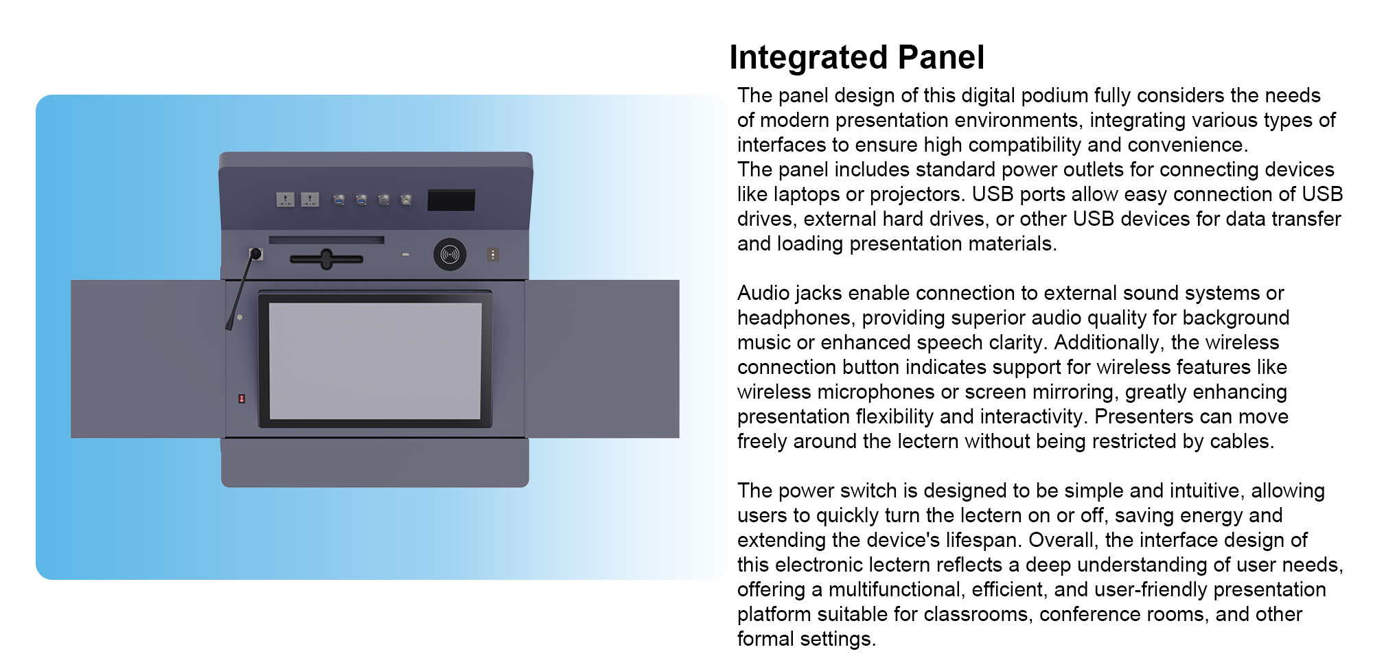 Portable Auto Lift Smart Digital Interactive Podium Digital Lectern Smart Podium Dual Screens Design for Teaching Speech