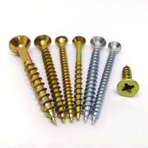 Yellow / White Zinc Countersunk Head Chipboard Screw DIN7505 Coarse Thread