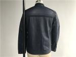 Navy Upstyled Mens PU Jacket , Faux Leather Biker Jacket With Suede Detail