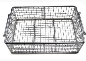 China Healthy Rectangle Polished Metal Wire Basket With Movable Handles factory