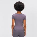 300gsm Front Straps Activewear T Shirts Padded Short Sleeve Twist Front T Shirts