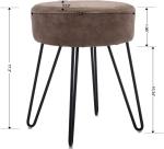Decorative Round Modern Ottoman Stool With Metal Legs For Living Room Bedroom