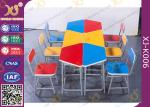 Colorful Collaborative Study Spliced Desk And Chair For High School Student