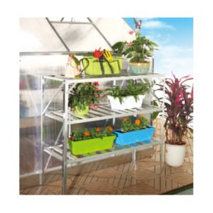 China 3 Tier Aluminium Slatted Staging L L126xW50xH113cm Nature Silver / Green Coating factory