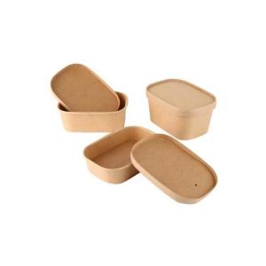 Biodegradable Rectangle Kraft Paper Bowl Recyclable Square Kraft Paper