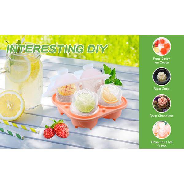 Silicone Rose Ice Cube Molds For Cocktails Whiskey XL Rose Flower Ice Cube Chocolate Soap Tray Mold Silicone Party Maker