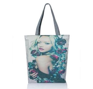 China New female beauty magazine printed canvas shoulder bag woman factory