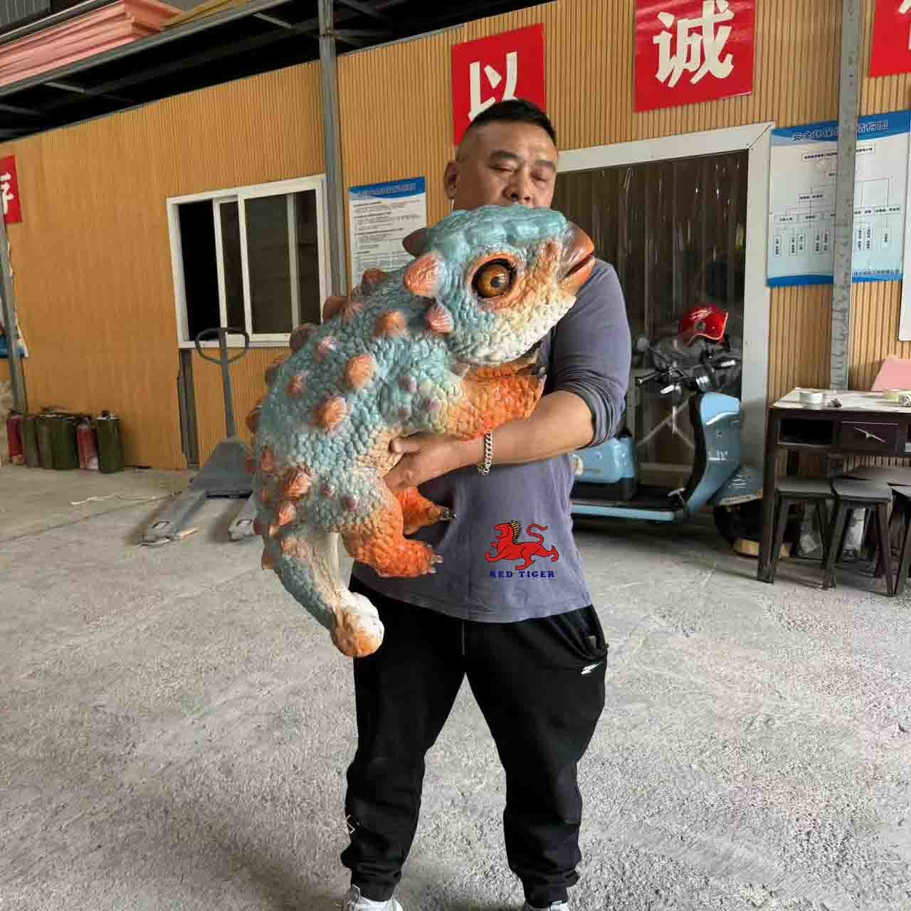 Life Size Animatronics Realistic Dinosaur Hand Puppets Ankylosaurus