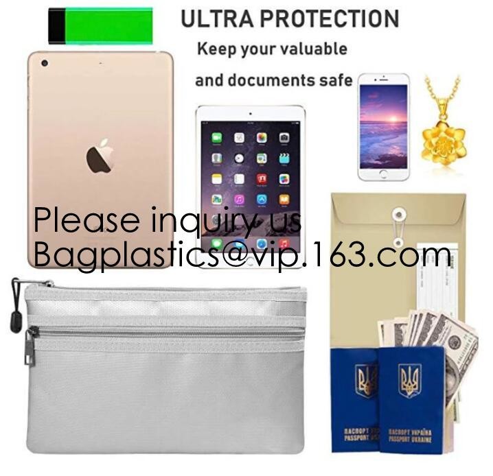 Silicone Coated Fireproof Bag A4 Fireproof Document Holder Case Fire Resistant Money Purse,Heavy Duty Safe Fireproof Bag