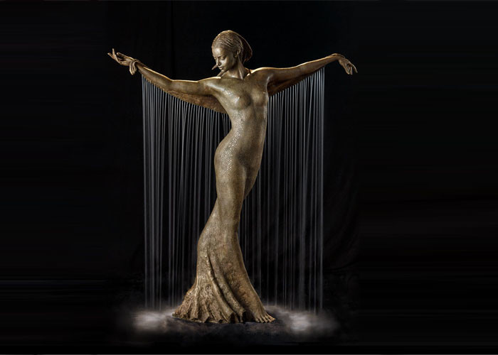Outdoor Garden Decoration Bronze Dancer Water Fountain 180cm Height