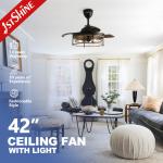 42 Inches Farmhouse E27 Modern LED Invisible Ceiling Fan Retractable Blade