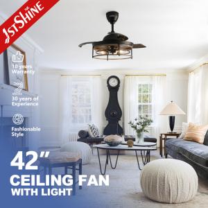 China 1stshine Black Traditional PC Hidden Blades Ceiling Fan with Remote 2- Lighting Solutions factory