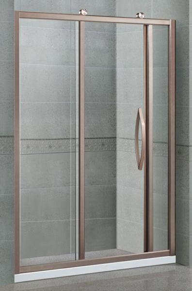 Inline Two Fixed Glass Shower Cubicles Rose Golden With Aluminum Alloy Outside