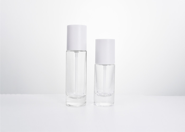 Cosmetic Packaging 30&50ML Essential Clear Glass Fine Mist Pump Bottle with Overcap High Quality Supplier