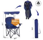 Oversized Camping Chair with Shade Canopy, Folding Lawn Chairs Cup Holders,