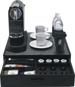 China Hotel Guestroom Leather Coffee tea tray with Sachet Container holder factory
