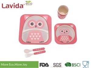 China Adorable Cartoon Owl Bamboo Disposable Dinnerware Smooth Surface For Childrens factory