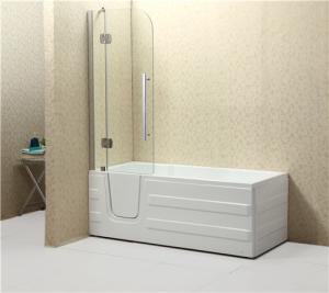 China Weight 65/78KG Corner Walk In Tub , Step In Bathtub With Tempered Glass Screen factory