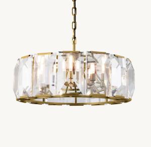 China Adjustable Voltage Round Drop Light Glass Accents Chandelier For Your Space factory