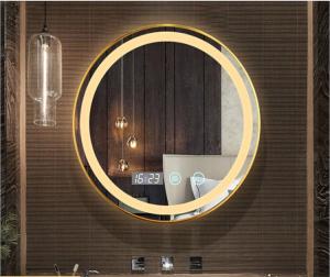 China Bathroom mirror lamp circular smart make-up mirror light hotel led anti-fog waterproof sink toilet factory